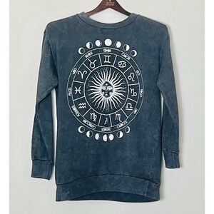 Chemistry Astrology Sweatshirt Women's Small Gray Zodiac Hippie Futurism Fantasy